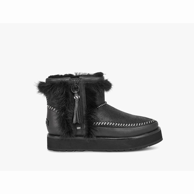 Botas UGG Fluff Punk Mulher Pretas | PT-LFBWK